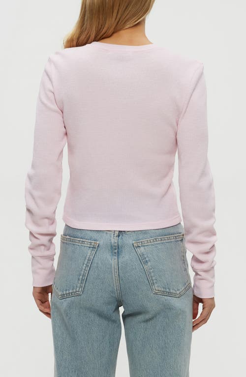 Michael Stars Palmer Cropped Long Sleeve Thermal T-shirt In Pink