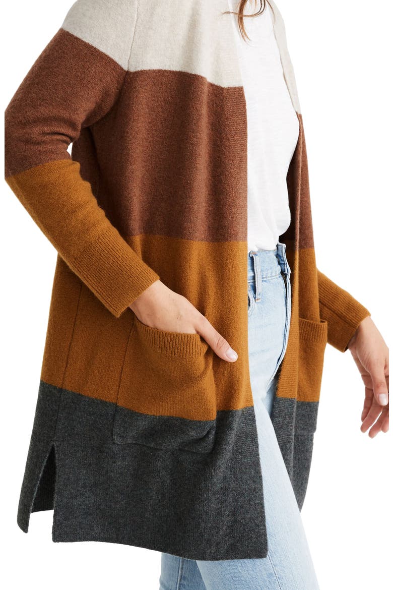 Kent Colorblock Long Cardigan, Alternate, color, HEATHER LINEN