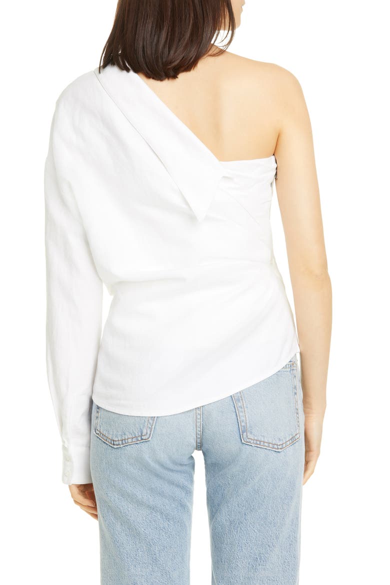 Chiara One-Shoulder Corset Shirt, Alternate, color, WHITE