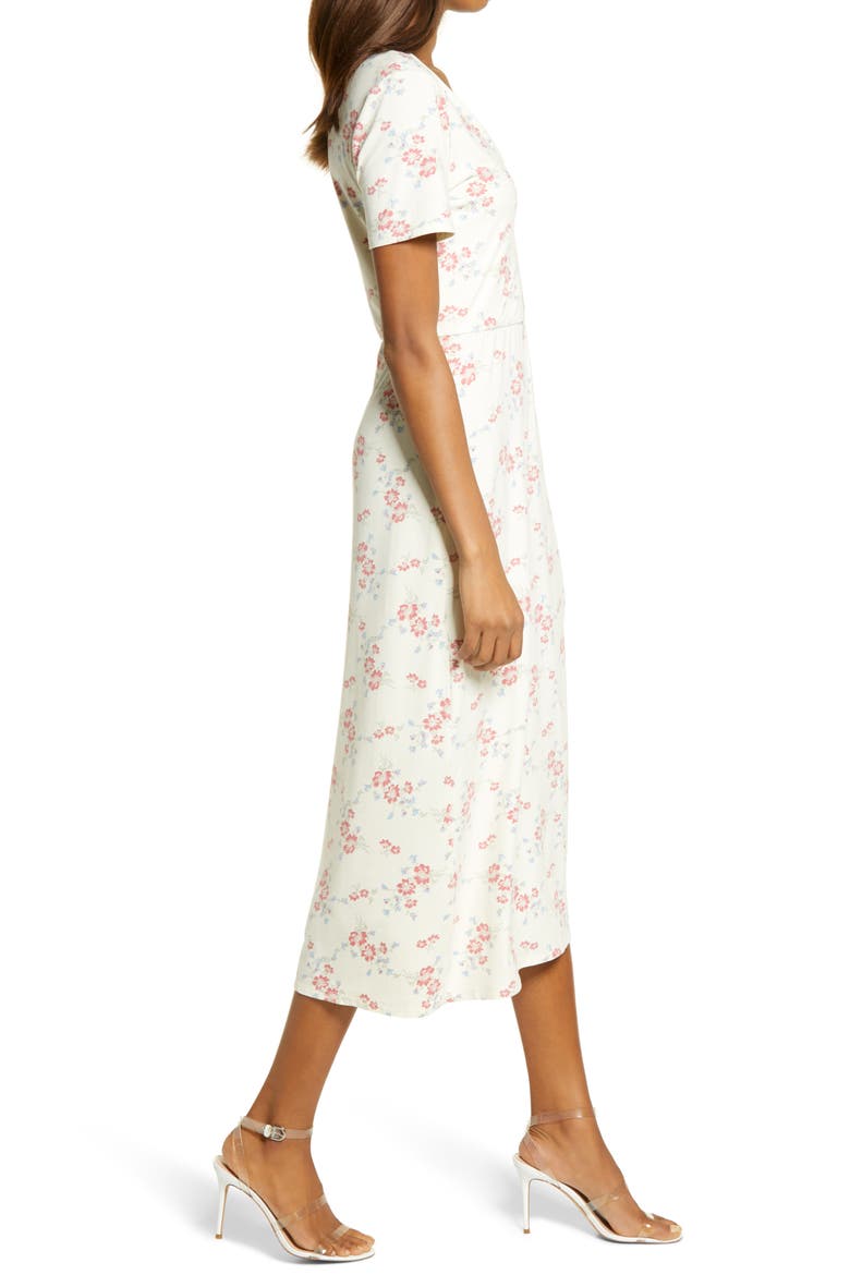 Alexa Short Sleeve Midi Dress, Alternate, color, IVORY WHISPER FLORAL