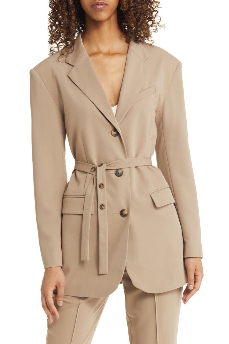 Belted Blazer, Main, color, TAN