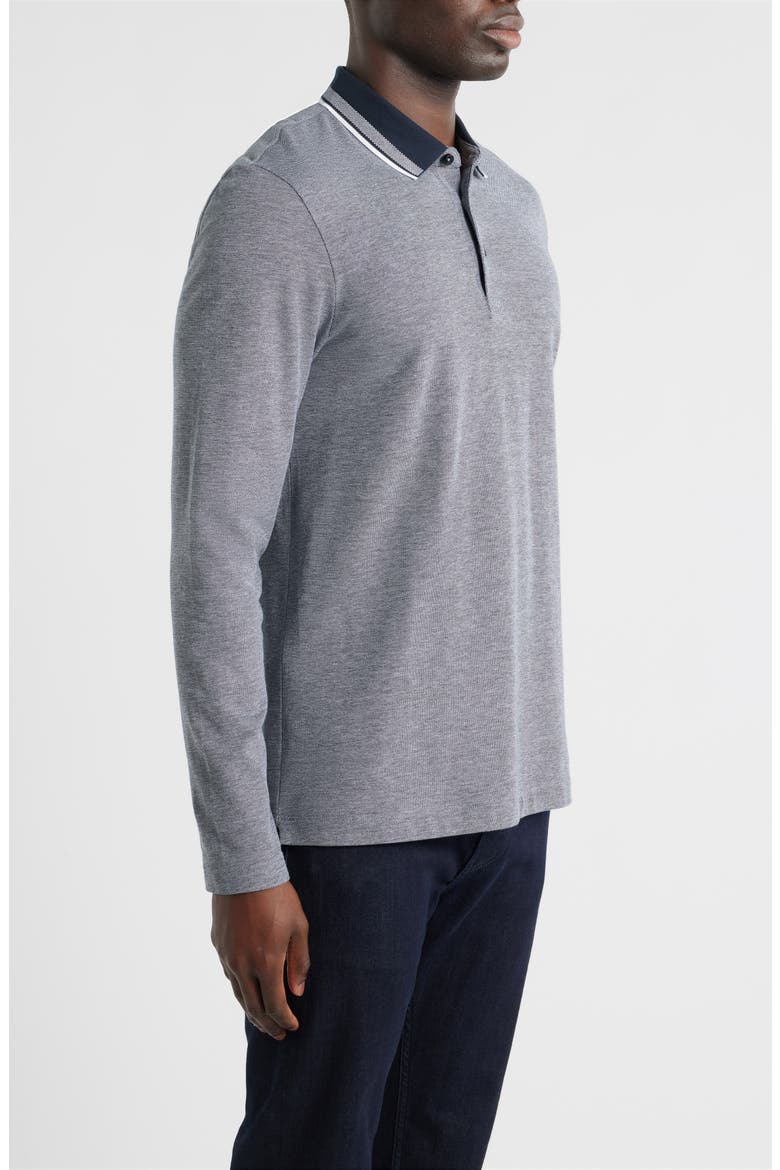 Pittman Long Sleeve Cotton Piqué Polo, Alternate, color, DARK BLUE