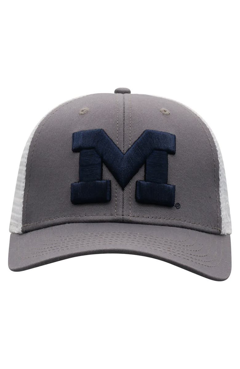 TOP OF THE WORLD Men's Top of the World Gray Michigan Wolverines Trucker Adjustable Hat, Alternate, color, Gray