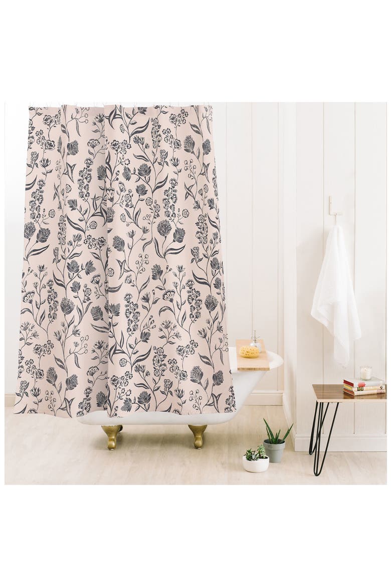 Ingrid Floral Shower Curtain, Alternate, color, GRAY
