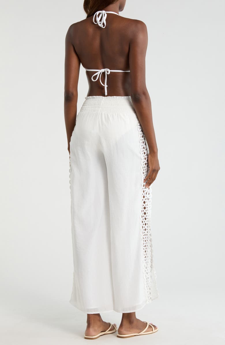 Elan Wide Leg Cover-Up Pants, Alternate, color, White
