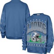 '47 Women's '47 Blue Detroit Lions Go Big Oversized Pullover Sweatshirt