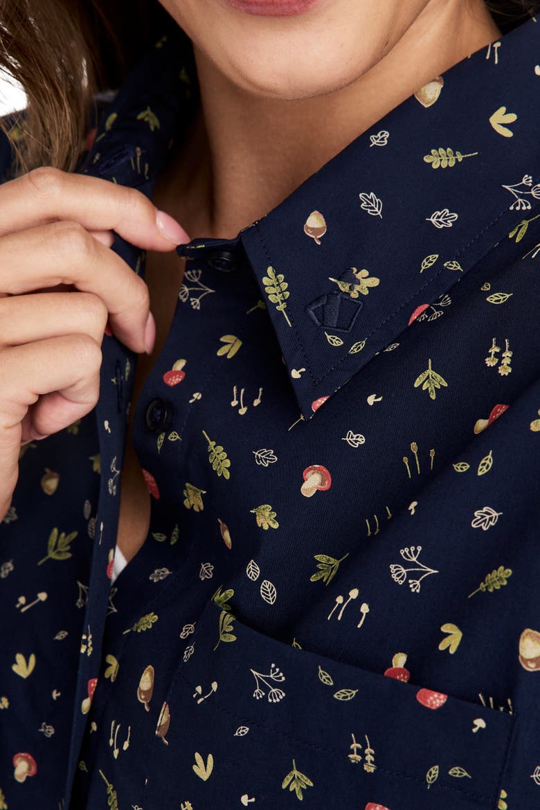 Women's 100% Cotton Poplin Long Sleeve Button Up, Alternate, color, Fun Forage