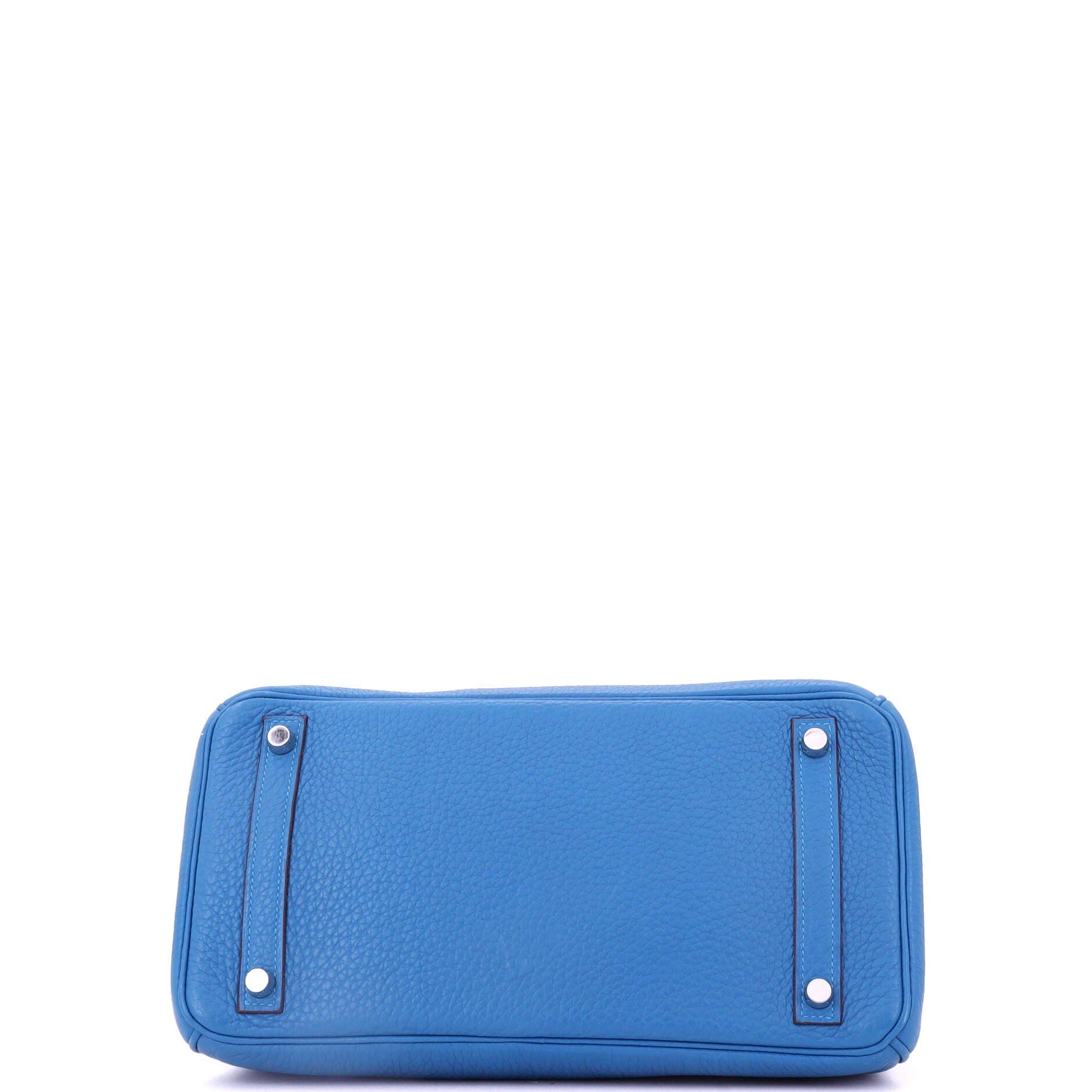 Pre-Owned Hermes Birkin Handbag Blue Clemence with Palladium Hardware 30, Alternate, color, 