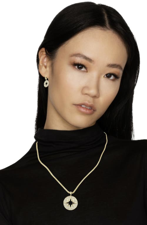 Covet Celestial Compass Pavé Cz Hoop Earrings In Gold