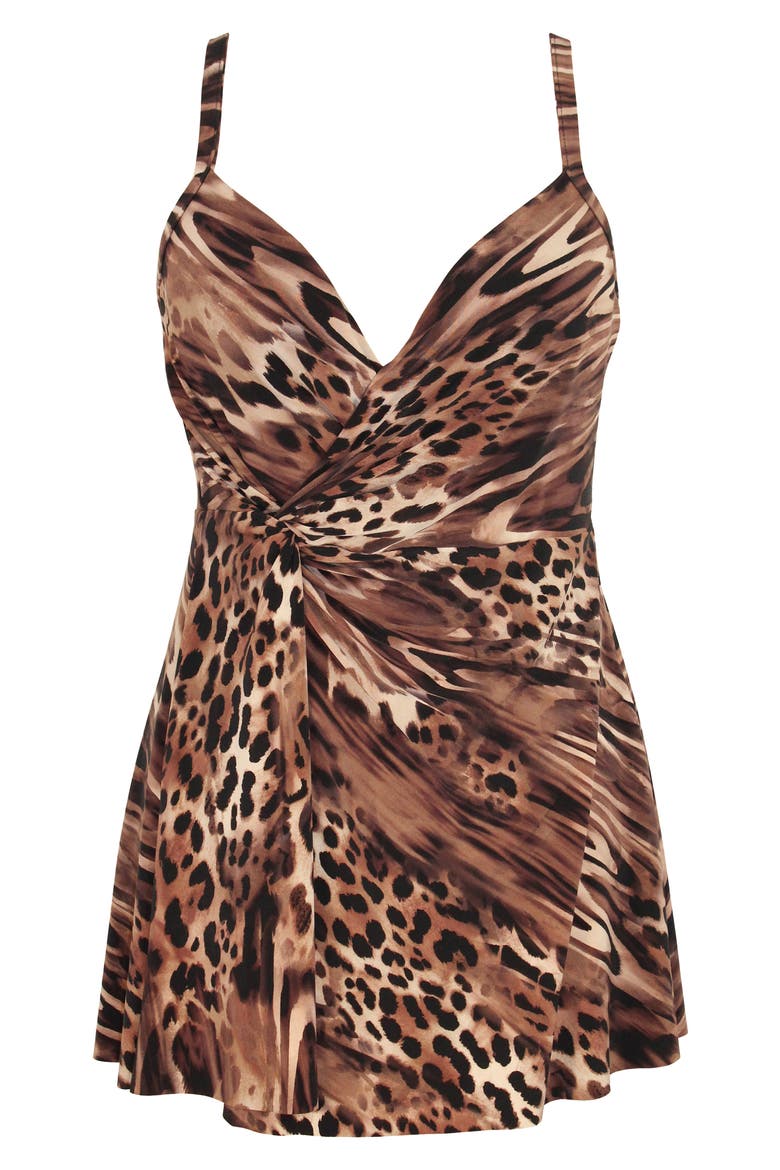 Ocicat Adora Swim Dress, Alternate, color, BLACK/ MULTI