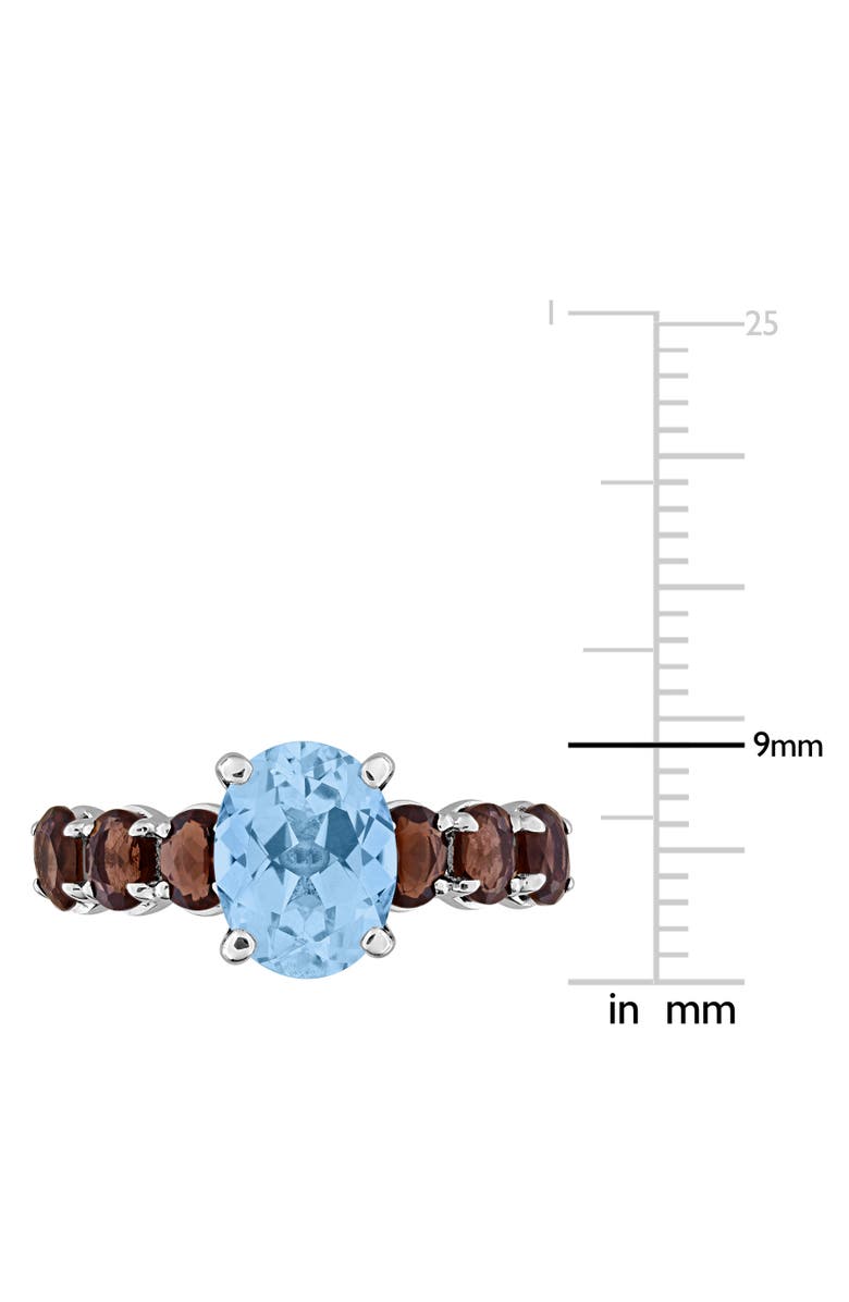 Julianna B. Gemstone Oval Ring Sterling Silver, Alternate, color, Blue Topaz/Smokey Quartz