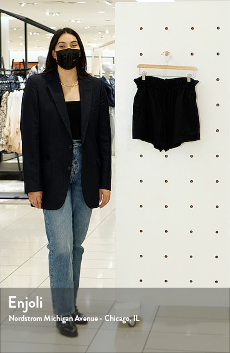 Paperbag Waist Linen Blend Shorts, sales video thumbnail