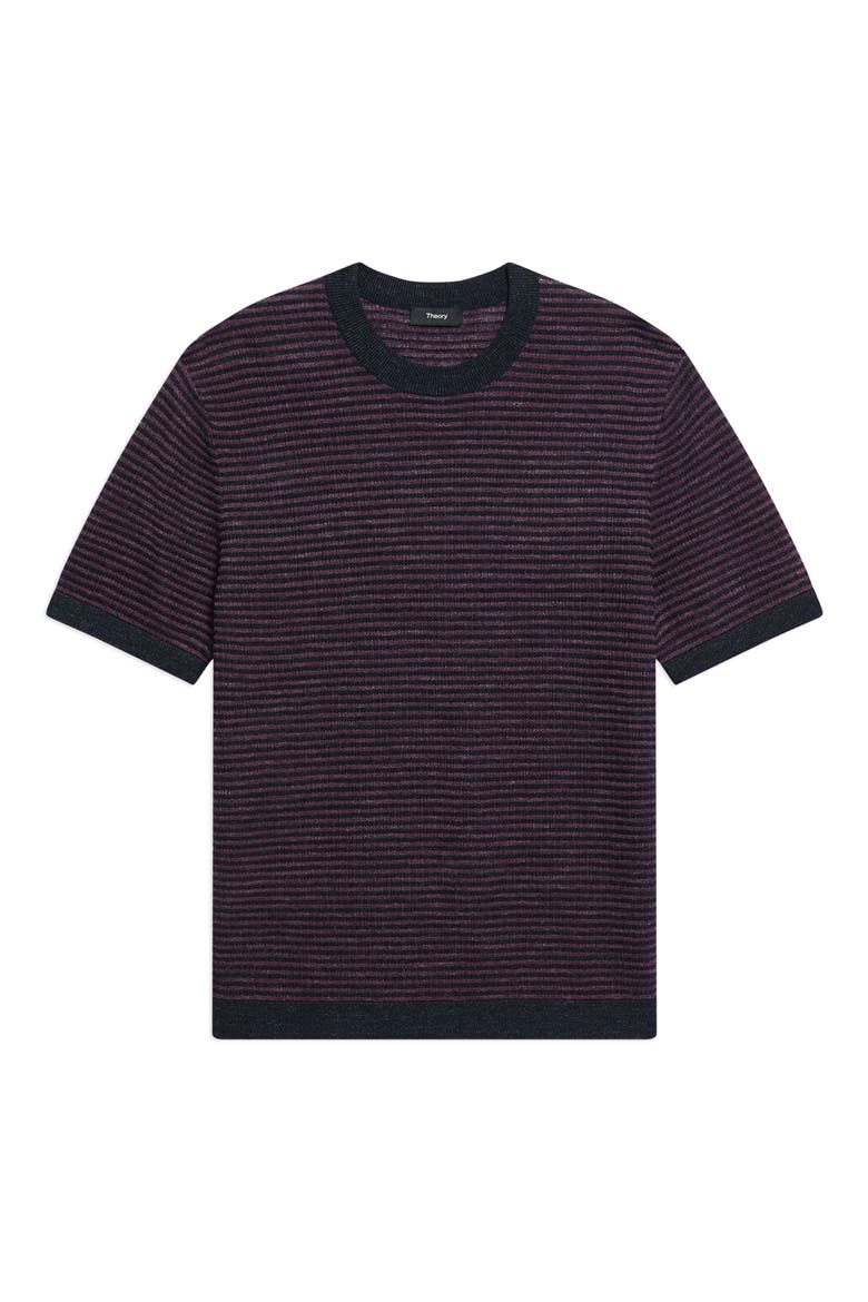 Kolben Stripe Linen & Cotton Blend T-Shirt, Alternate, color, NEW BALTIC/GRAPEVINE - 2SD