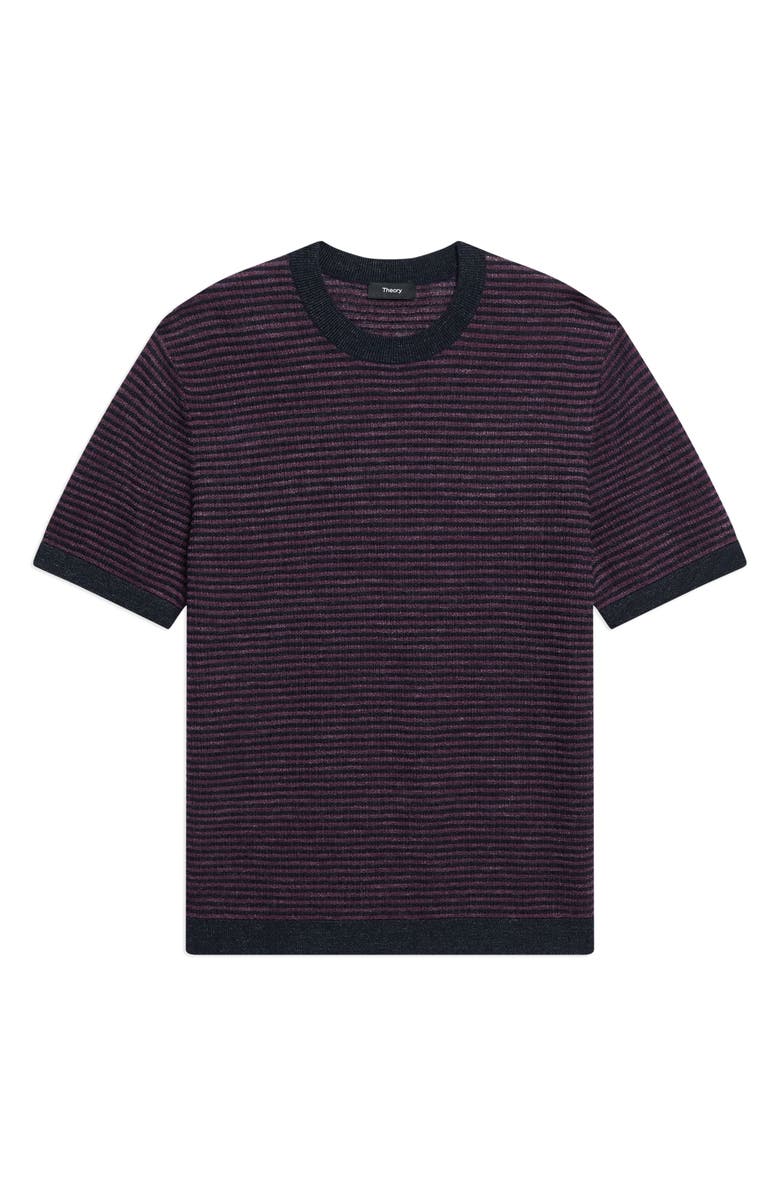Theory Kolben Stripe Linen & Cotton Blend T-Shirt, Alternate, color, New Baltic/Grapevine - 2Sd