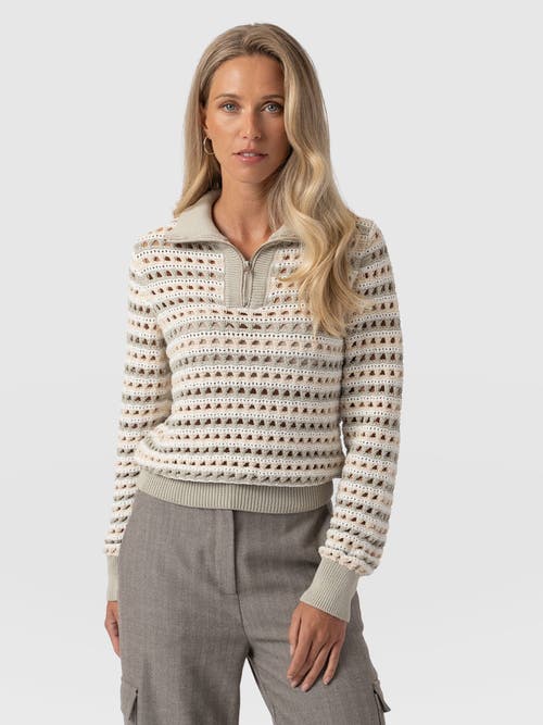 Saint + Sofia Ester Quarter Zip Knit In Multi