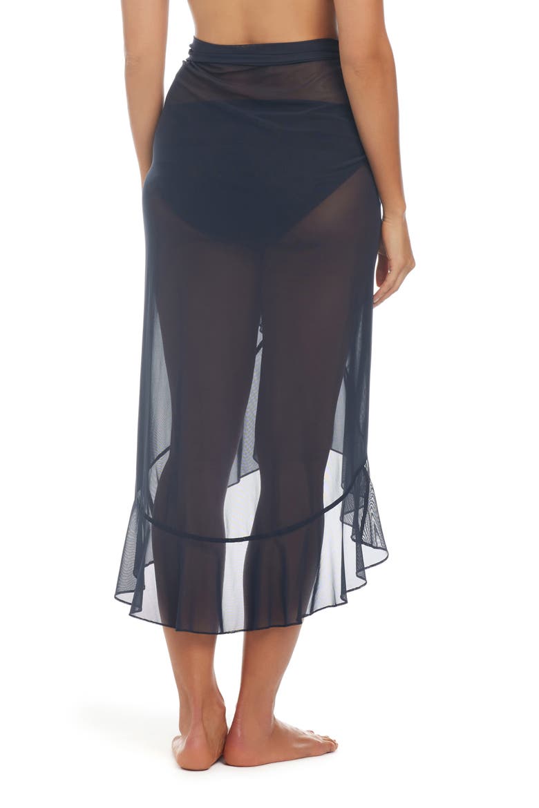 Ruffle Mesh Cover-Up Pareo, Alternate, color, BLACK