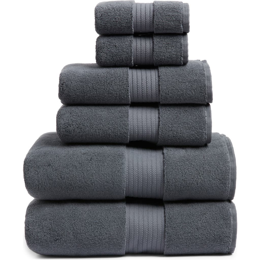 Nordstrom 6-piece Luxury Bath Towel, Hand Towel & Washcloth Set $166 Value In Grey Onyx