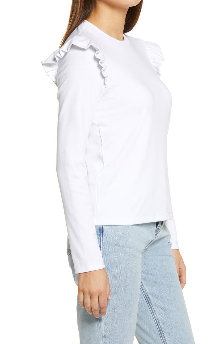 English Factory Ruffle Shoulder Top, Alternate, color, White
