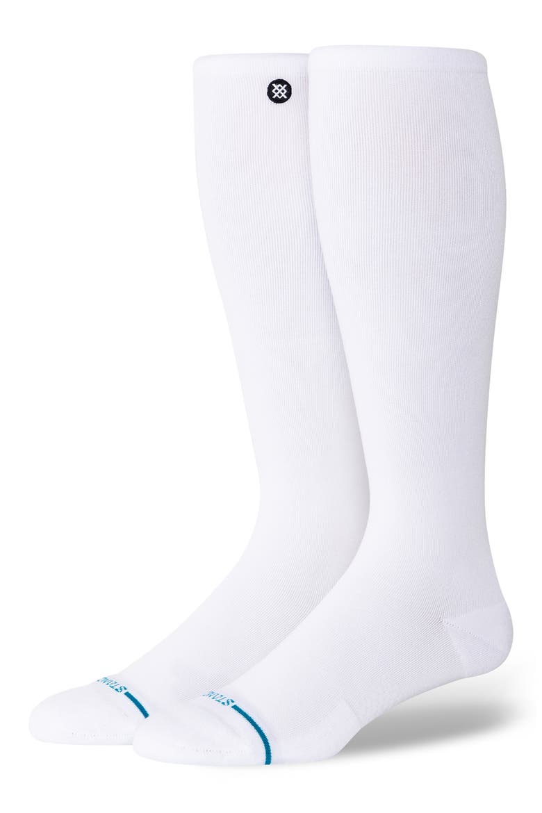 Icon Compression Over The Calf Socks, Main, color, WHITE