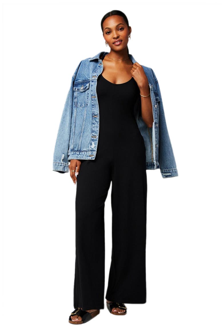 Cloud Jersey Wide Leg Jumpsuit, Alternate, color, Black