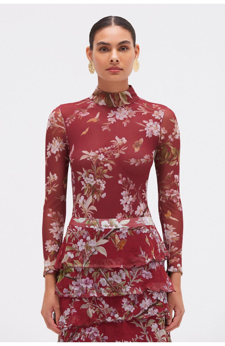 PatBO Delicata Bodysuit, Main, color, Dark Red