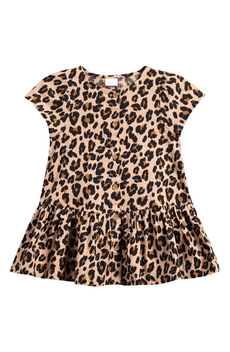 NEXT Kids' Leopard Print Cotton Dress, Main, color, Brown Multi