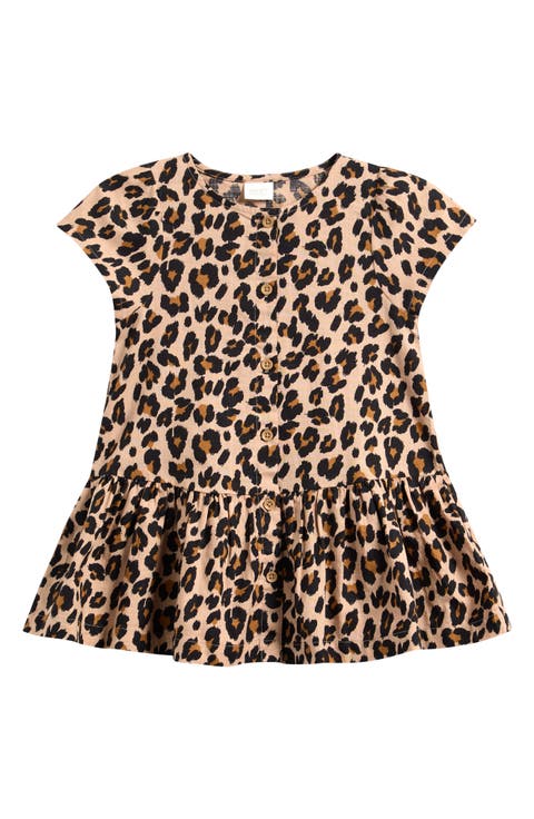 Kids' Leopard Print Cotton Dress (Baby & Toddler)