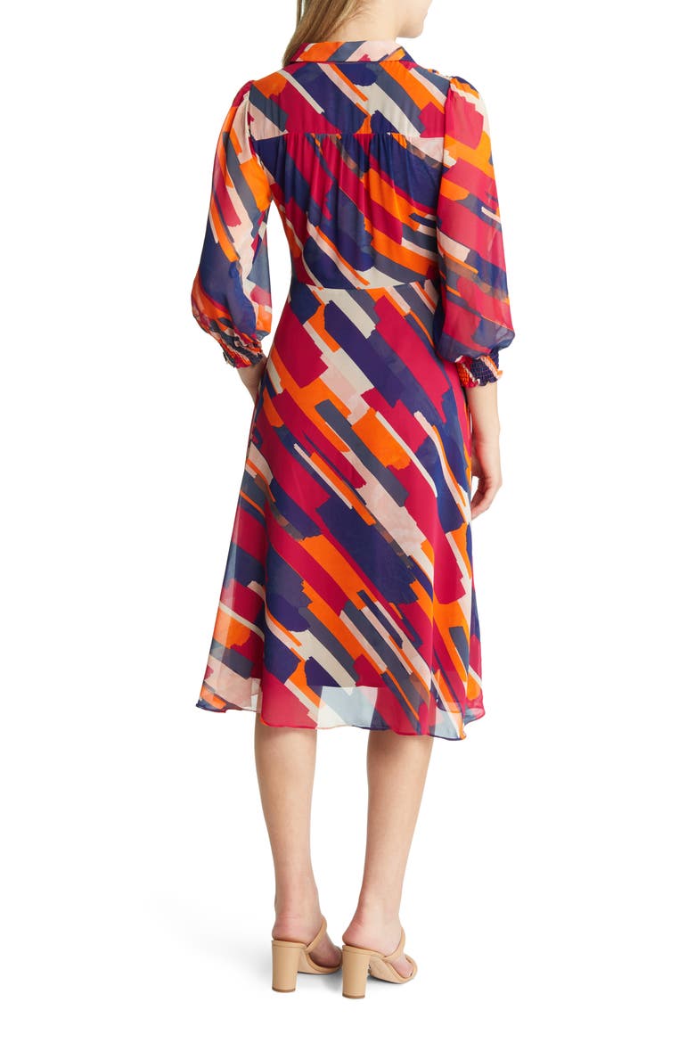 Diagonal Print Chiffon Shirtdress, Alternate, color, IVORY/ MAGENTA