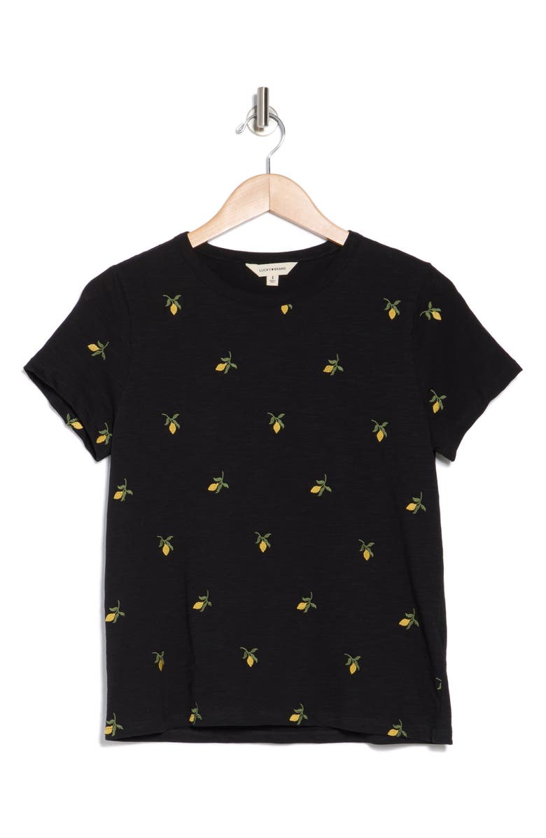 Lucky Brand Citrus Embroidered T-Shirt, Alternate, color, Citrus Embroidery