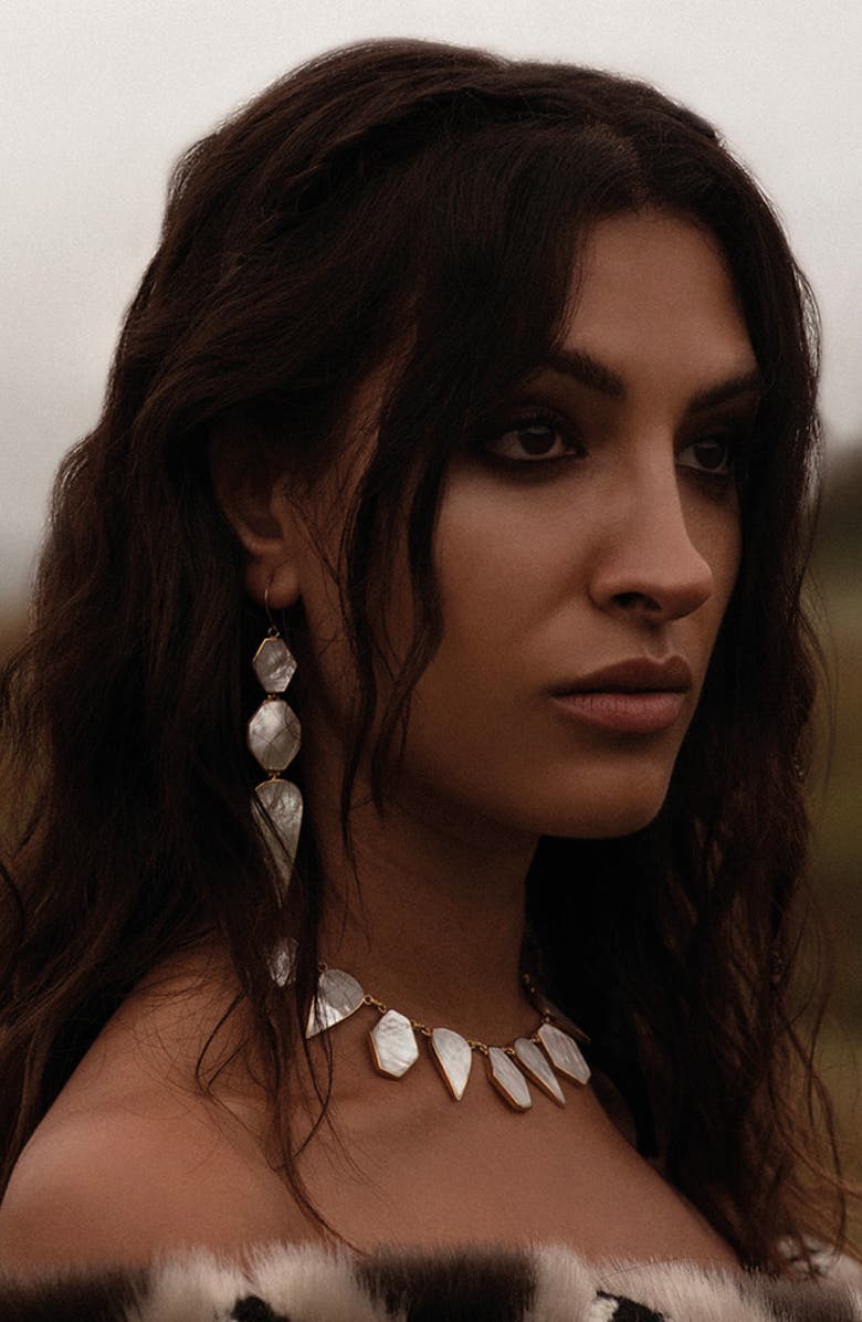 Freya Rose Warrioress Mother of Pearl Earring, Alternate, color, Gold