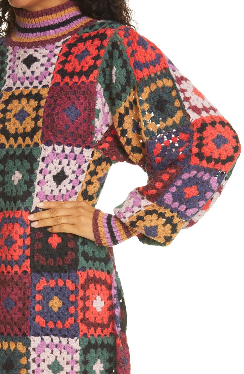 FARM Rio Mosaic Mini Sweater-Dress, Alternate, color, 