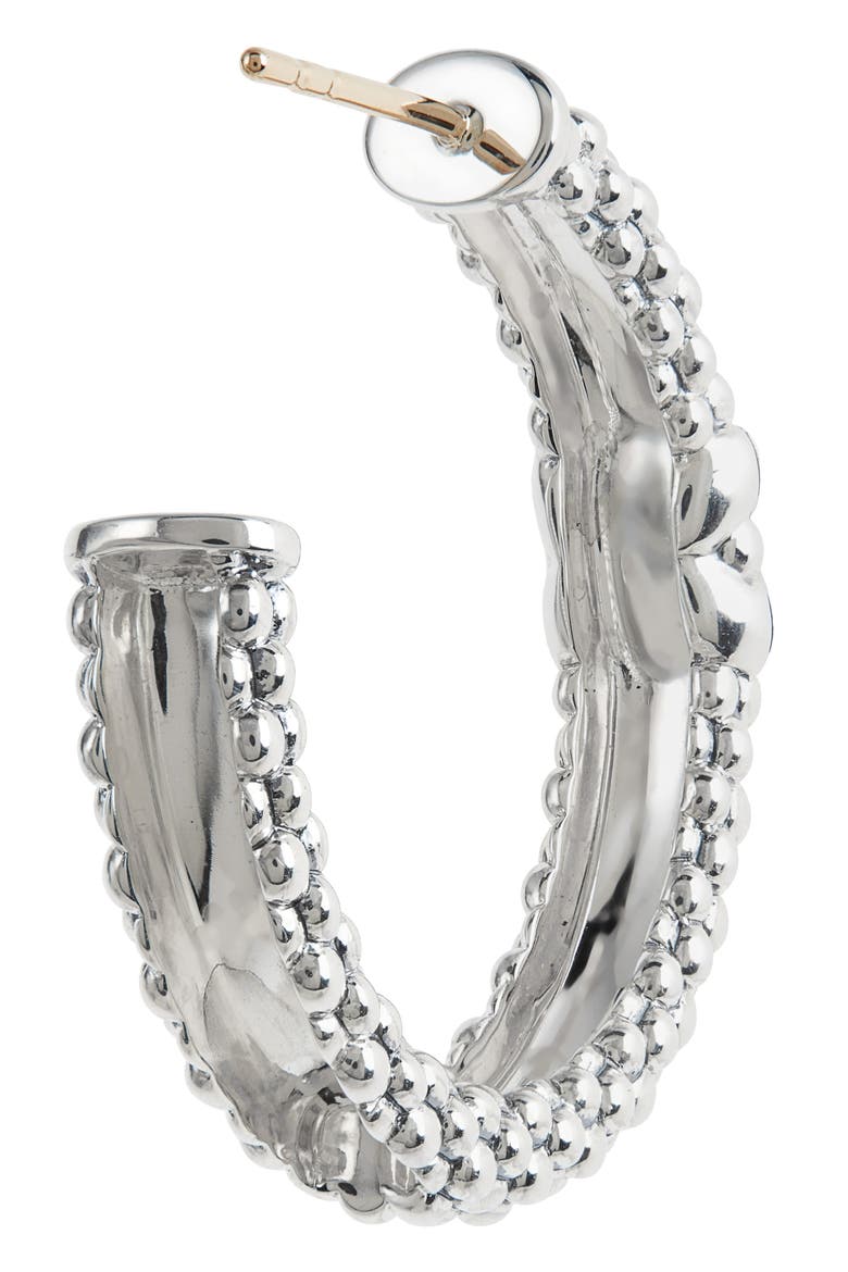 X Diamond & Caviar Hoop Earrings, Alternate, color, SILVER/ GOLD