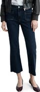 MANGO Alex Raw Hem Patch Pocket Crop Flare Jeans