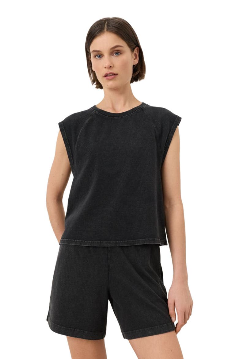 Organic Cotton Weekends Raglan Muscle Tee, Alternate, color, Washed Black