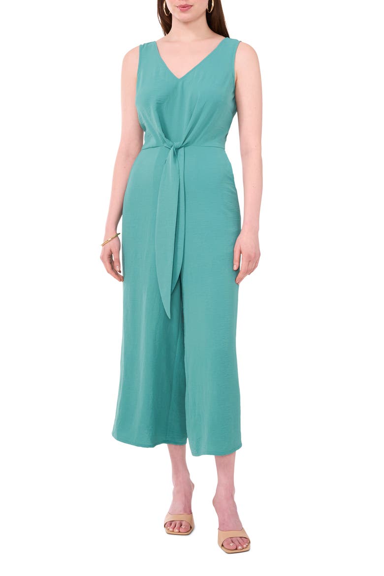 Tie Front Wide Leg Jumpsuit, Main, color, BRIGHT AQUA