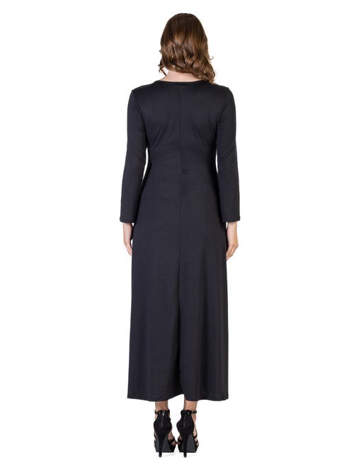 24seven Comfort Apparel Womens Long Sleeve Maxi Dress In Black