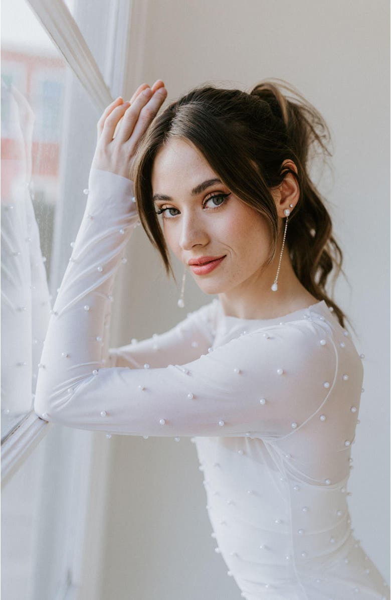 Untamed Petals Sarah Crystal and Pearl Drops, Alternate, color, Gold