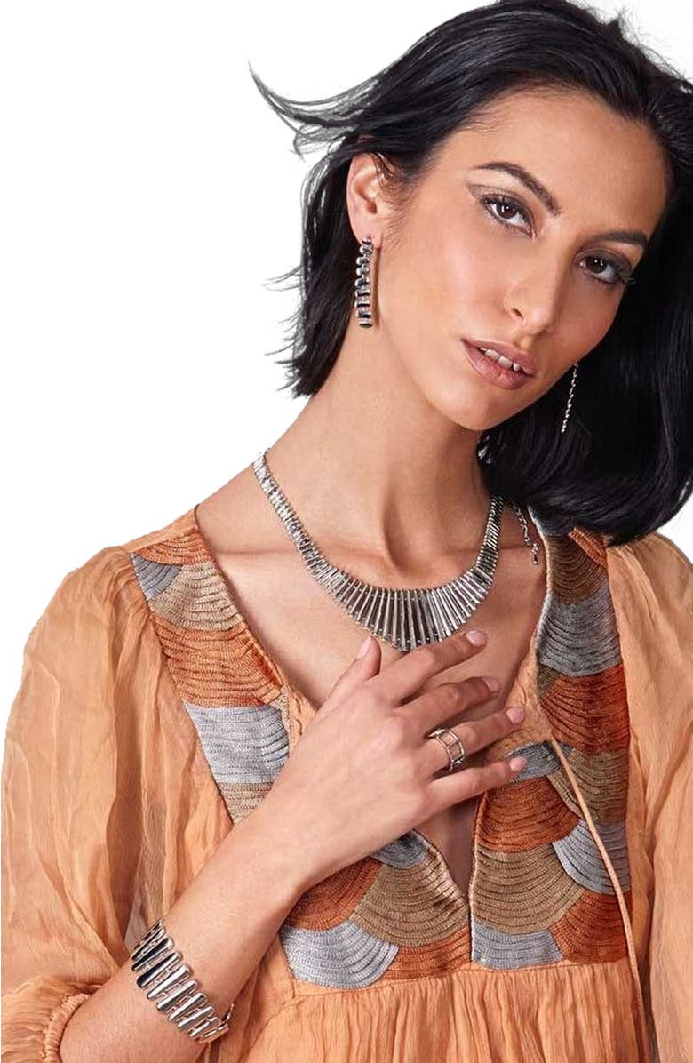 Lucy Quartermaine Egyptian Temple Long Earrings, Alternate, color, Sterling Silver