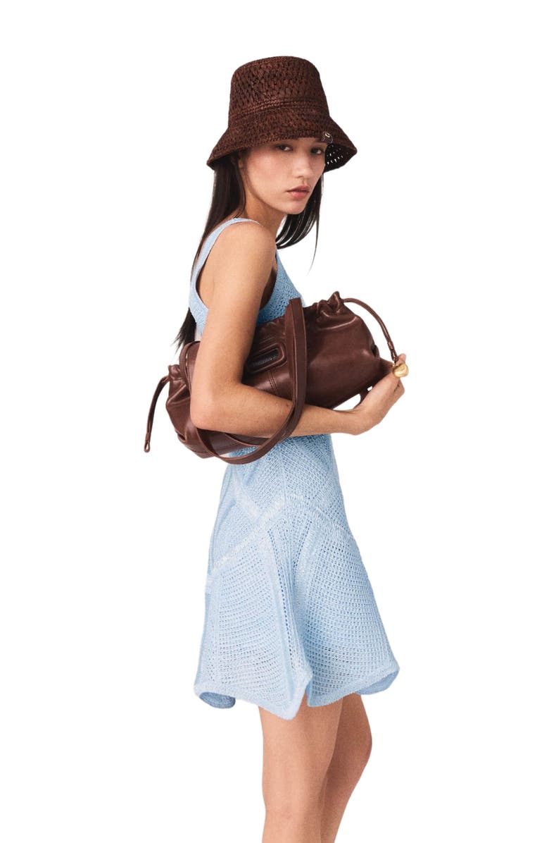 maje Short crochet dress, Alternate, color, Blue