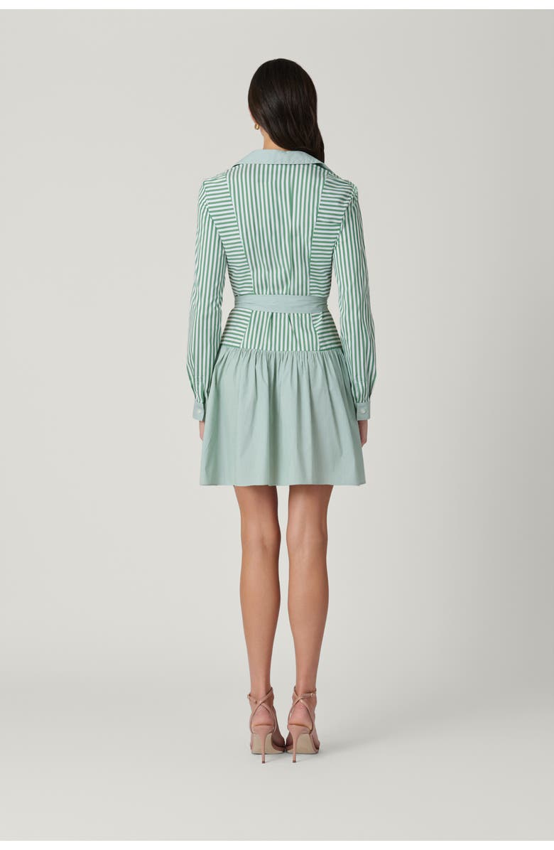 Shoshanna Pinstripe Ruth Dress, Alternate, color, Pistachio/Ivory