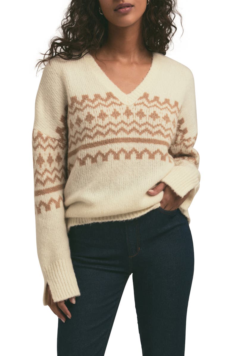 Favorite Daughter The Winter William Merino Wool Blend Sweater, Main, color, Ivory Fairisle