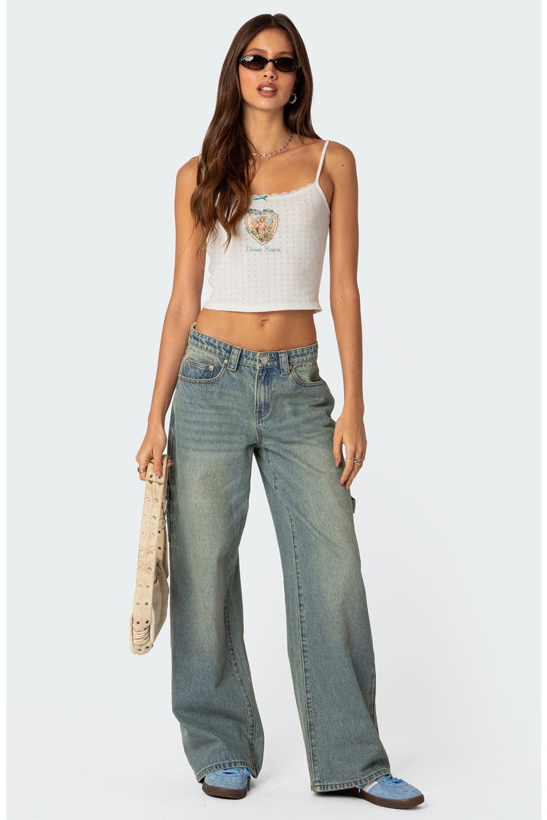 Divine Hearts Pointelle Crop Camisole, Alternate, color, WHITE