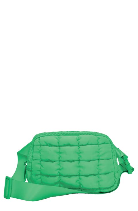 Kids' Glam Green Quilted Nylon Belt Bag