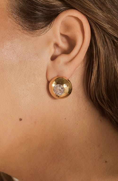 Sterling Forever Zora Cubic Zirconia Dome Stud Earrings In Gold