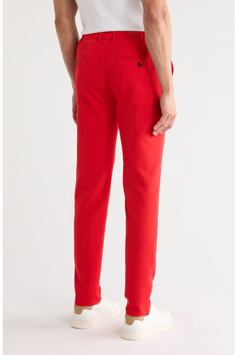 Slim Fit Solid Linen Blend Trousers, Alternate, color, RED