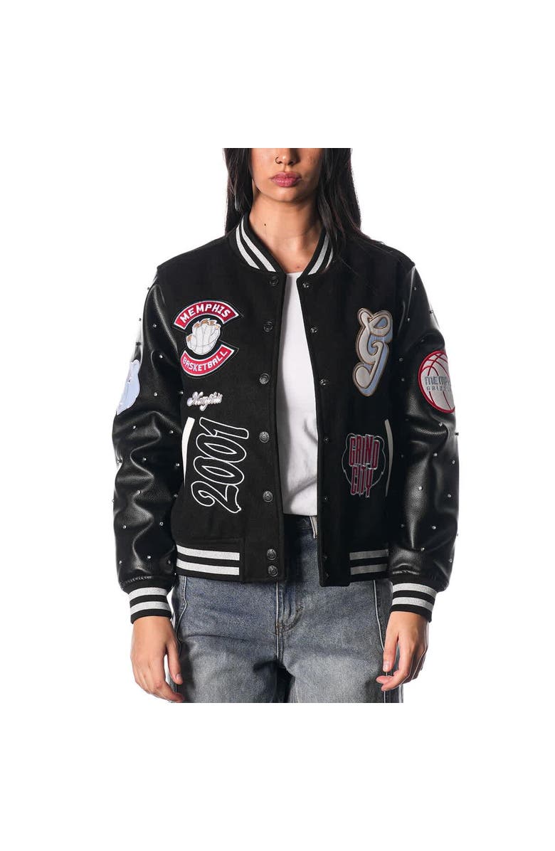 THE WILD COLLECTIVE Women's The Wild Collective  Black Memphis Grizzlies 2024/25 City Edition Full-Snap Varsity Jacket, Main, color, 