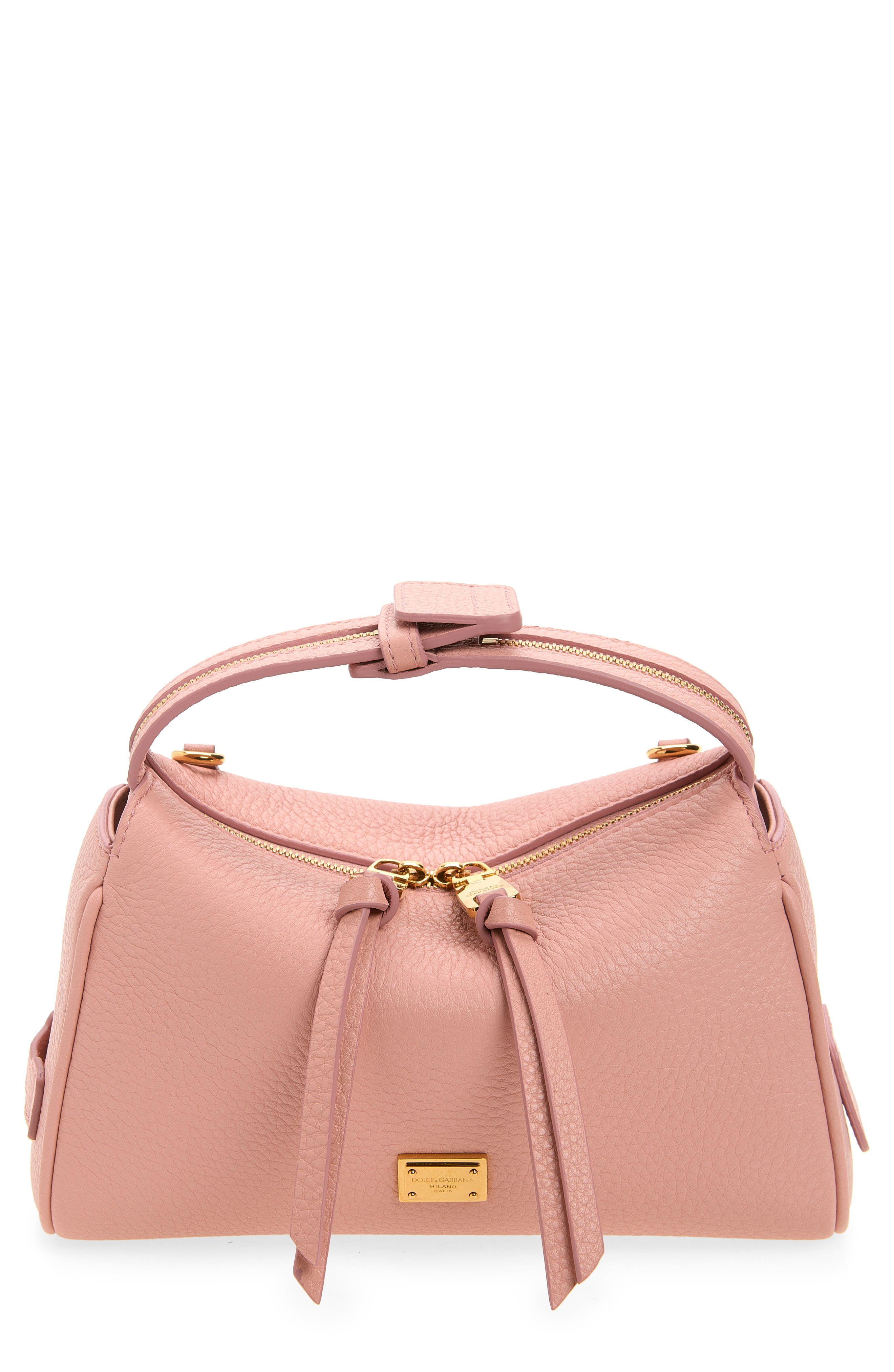 Vittoria Leather Top Handle Bag, Main, color, 84550 ROSA PESCA