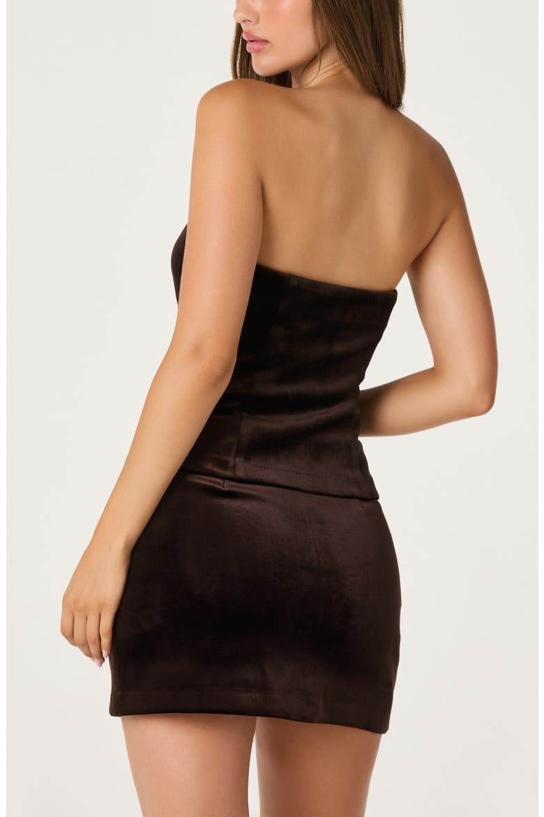Raphaelle Strapless Velvet Top, Alternate, color, DARK BROWN