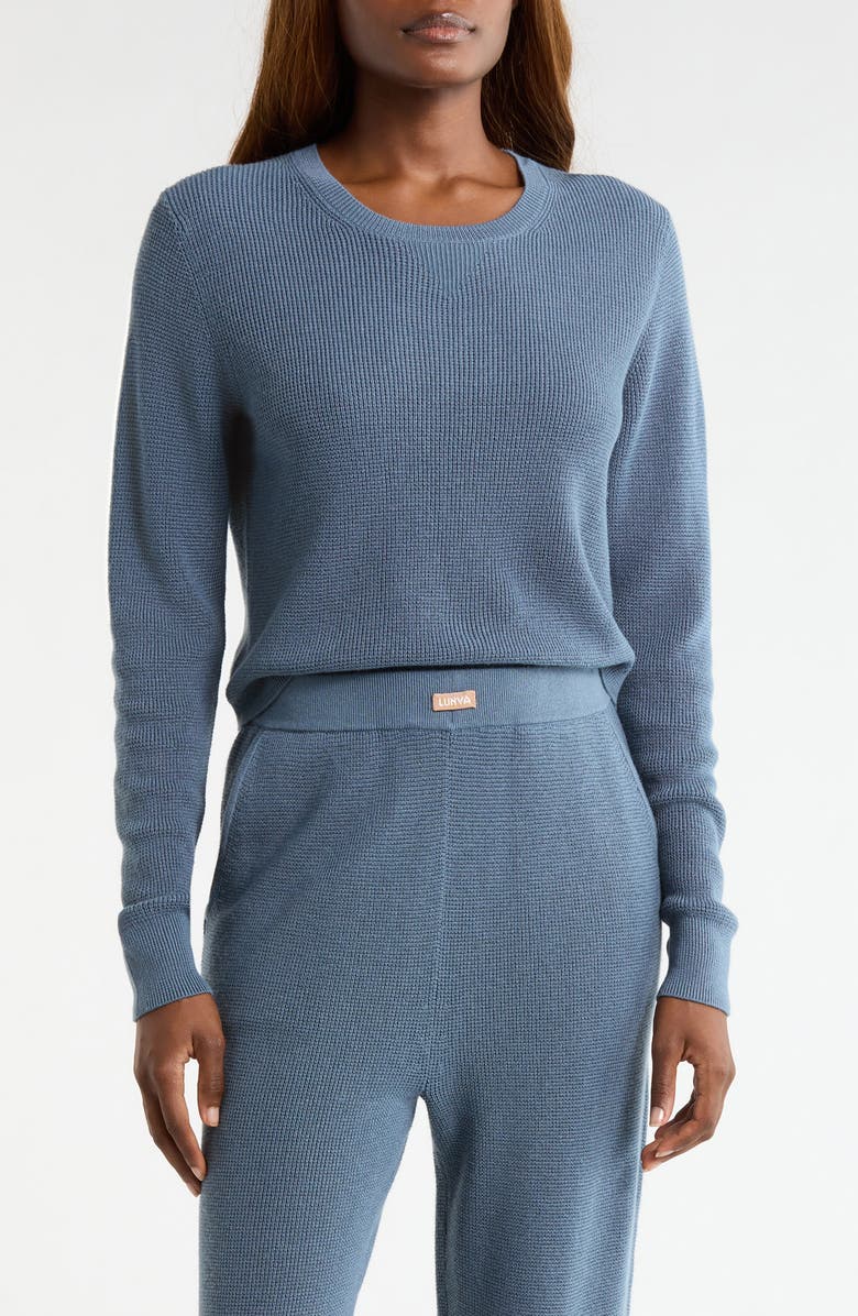 Lunya Silkthermal Knit Crewneck Top, Main, color, Harbor Indigo