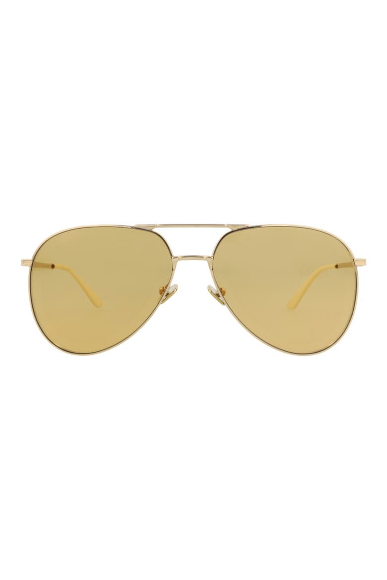 60mm Aviator Sunglasses, Main, color, GOLD GOLD AMBER
